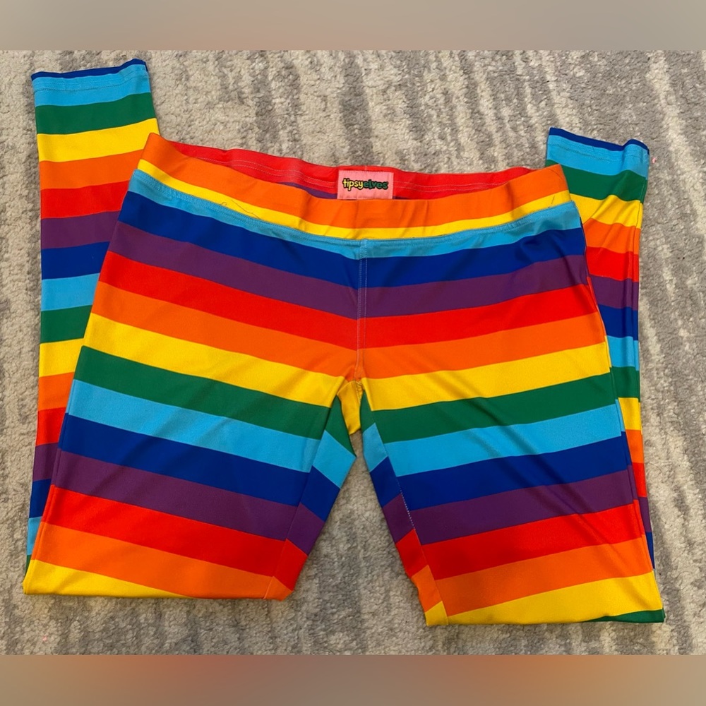Tipsy Elves Rainbow Leggings Size XXL Extra Extra Large